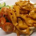 Korvstroganoff med lchf pasta