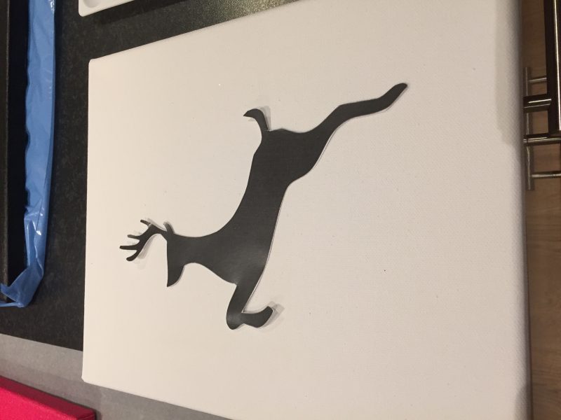 Glittrig ren på canvasduk 1