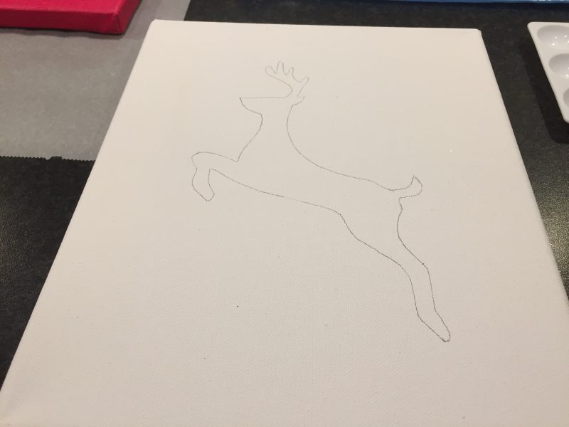 Glittrig ren på canvasduk 2